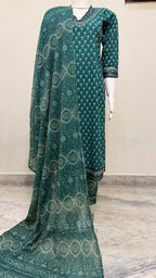 Elegant Soft Cotton Stitched Suit Set – Green Color Print