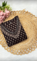 Elegant Soft Cotton Stitched Suit Set – Coffee Color Print