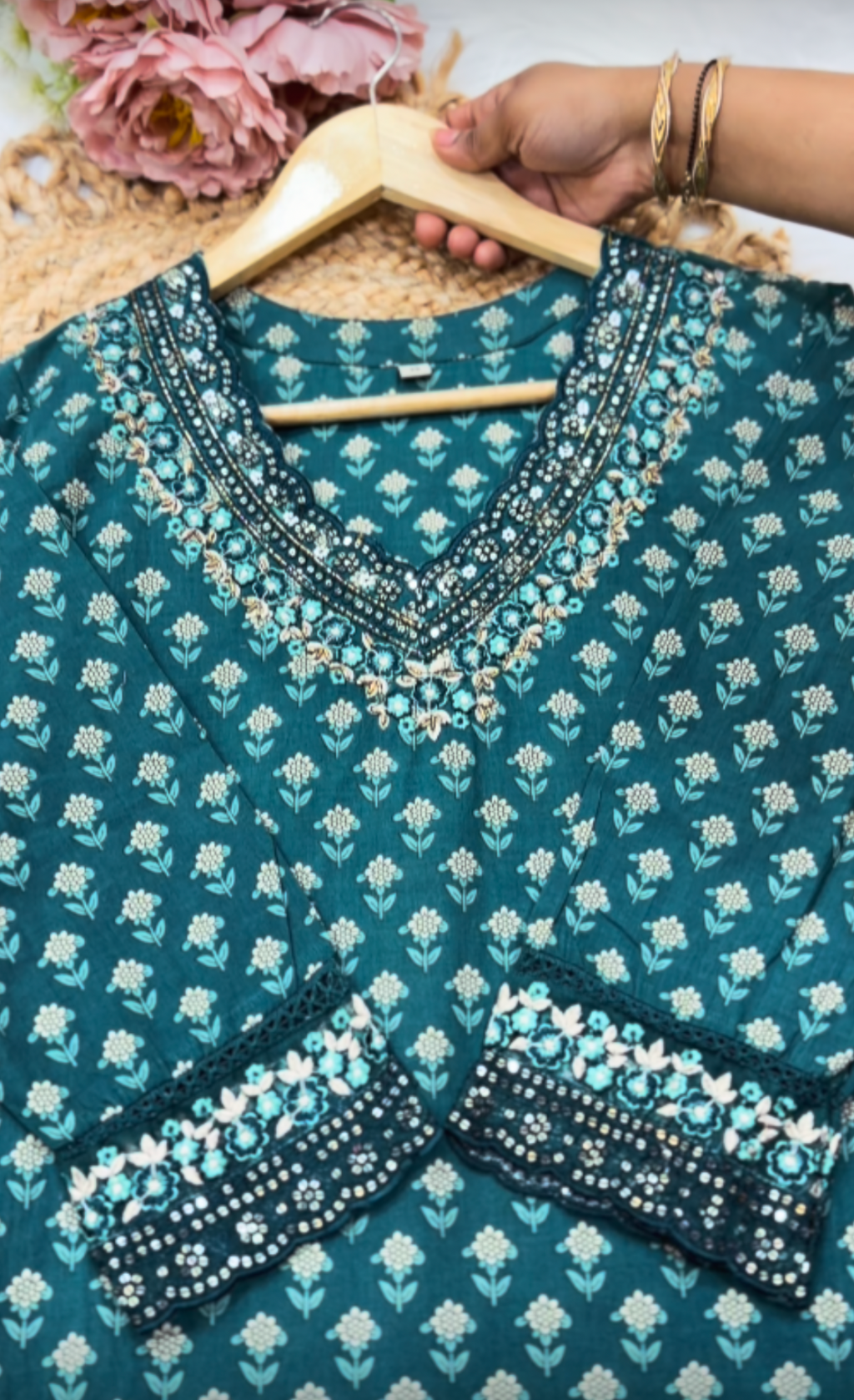 Elegant Soft Cotton Stitched Suit Set – Green Color Print