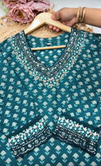 Elegant Soft Cotton Stitched Suit Set – Green Color Print