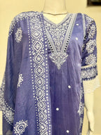 Premium Indigo Blue Cotton Suit Set with Ethnic Handblock Print Dupatta