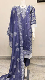 Premium Indigo Blue Cotton Suit Set with Ethnic Handblock Print Dupatta