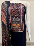 Black Chikankari Embroidery Cotton Suit Set with Digital Printed Dupatta