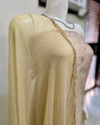 Beige Pure Georgette Embroidered Suit Set with Chiffon Dupatta