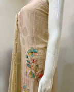 Beige Pure Georgette Embroidered Suit Set with Chiffon Dupatta