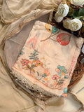 Beige Pure Georgette Embroidered Suit Set with Chiffon Dupatta