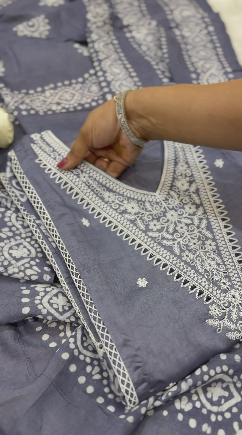 Premium Indigo Blue Cotton Suit Set with Ethnic Handblock Print Dupatta