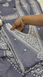 Premium Indigo Blue Cotton Suit Set with Ethnic Handblock Print Dupatta