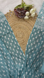 Sky Blue Handblock Printed Cotton Suit Set with Dupatta