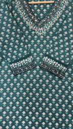 Elegant Soft Cotton Stitched Suit Set – Green Color Print